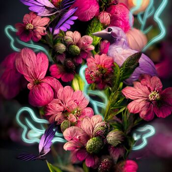 Arts numériques intitulée "Bright dead bouquet…" par Kristi Bell, Œuvre d'art originale, Photo montage
