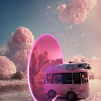 Digital Arts titled "A bus traveling fro…" by Kristi Bell, Original Artwork, Photo Montage
