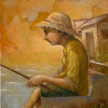 Pintura titulada "Niño pescador" por Fernando Decaso, Obra de arte original, Oleo