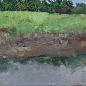 Painting titled "Powhatan Creek" by Kristin Golden, Original Artwork, Oil Mounted on Wood Stretcher frame