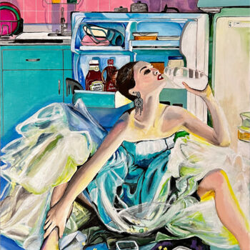 Картина под названием "The Party Girl" - Kristin Voss, Подлинное произведение искусства, Акрил
