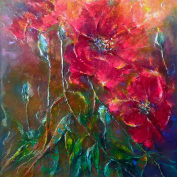 Painting titled "flowers in the night" by Kristina Dobrynina, Original Artwork, Acrylic