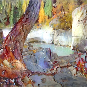 Arts numériques intitulée "The Ol’ Fishin’ Hole" par Kristina Ivanova, Œuvre d'art originale, Peinture numérique