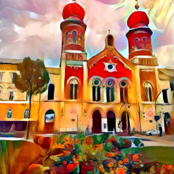 Digital Arts titled "Synagogue" by Kristina Ivanova, Original Artwork, Digital Painting