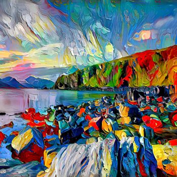 Arts numériques intitulée "Austrian lake view" par Kristina Ivanova, Œuvre d'art originale, Peinture numérique