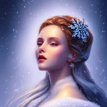 Grafika cyfrowa / sztuka generowana cyfrowo zatytułowany „Snow Siren” autorstwa Kristina Ivanova, Oryginalna praca, Obraz ge…