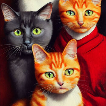 Digital Arts titled "Katzen" by Kristina Ivanova, Original Artwork, Digital Painting
