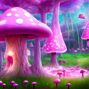 Digital Arts titled "Mushroom" by Kristina Ivanova, Original Artwork, Digital Painting