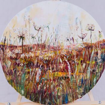 Peinture intitulée "осенее поле" par Kristina Kolesnikova, Œuvre d'art originale, Huile Monté sur Châssis en bois