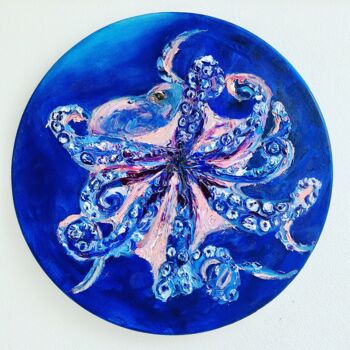Painting titled "octopus" by Kristina Kolesnikova, Original Artwork, Oil Mounted on Wood Stretcher frame