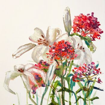 Картина под названием "Summer Flowers" - Kristina Kolesnikova, Подлинное произведение искусства, Масло