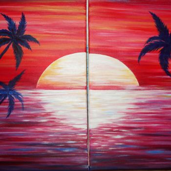 Painting titled "Sunset*" by Kritinalizdenyte, Original Artwork, Acrylic