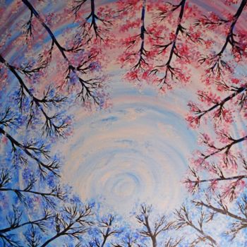 Painting titled "Trees*" by Kritinalizdenyte, Original Artwork, Acrylic
