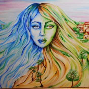 Painting titled "Face of Nature*" by Kritinalizdenyte, Original Artwork, Acrylic