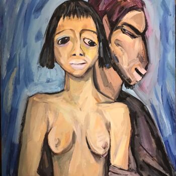 Painting titled "Lovers" by Kristina Politidou, Original Artwork, Oil