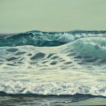 Painting titled "Curly waves" by Kristina Sergeeva, Original Artwork, Oil