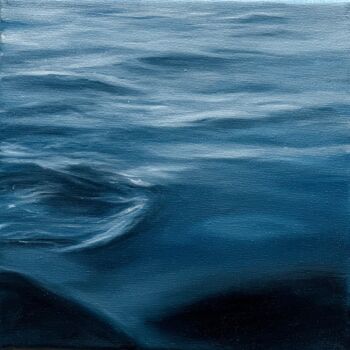 Painting titled "Surface of the water" by Kristina Sergeeva, Original Artwork, Oil Mounted on Wood Stretcher frame