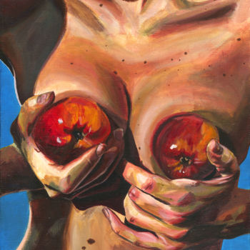 Malerei mit dem Titel "Дайте мне яблоко, и…" von Kristina Veshkina (Klem111), Original-Kunstwerk, Acryl