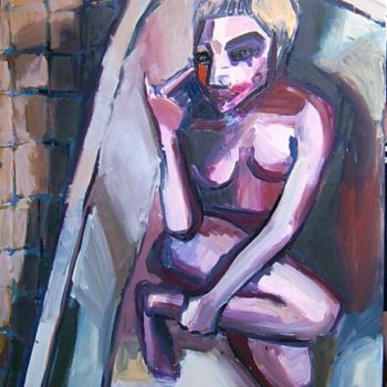 Peinture intitulée "girl in the bathroo…" par Kristina Kovacevic, Œuvre d'art originale