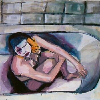 Peinture intitulée "girl in the bathroo…" par Kristina Kovacevic, Œuvre d'art originale