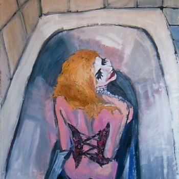 Pittura intitolato "girl in the bathroo…" da Kristina Kovacevic, Opera d'arte originale