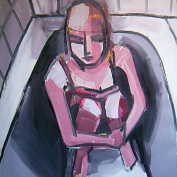 Painting titled "girl in the bathroo…" by Kristina Kovacevic, Original Artwork