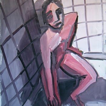 Pintura intitulada "girl in the bathroo…" por Kristina Kovacevic, Obras de arte originais
