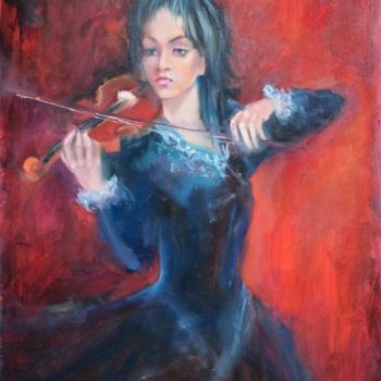 Painting titled "Импрессия скрипки" by Kristina Rosokha, Original Artwork, Oil