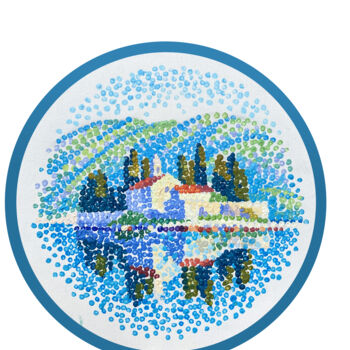 「Остров Святого Геор…」というタイトルの絵画 Kristina Korobeynikovaによって, オリジナルのアートワーク, アクリル その他の剛性パネルにマウント