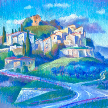 Peinture intitulée "Penna Alta. Toscana" par Kristina Korobeynikova, Œuvre d'art originale, Pastel Monté sur Carton