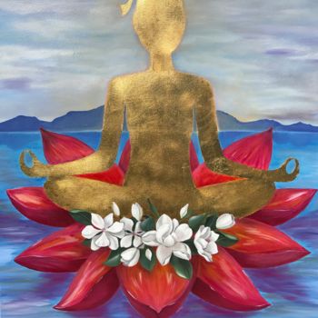 Painting titled "Inner Peace flows t…" by Kristine Rapohina, Original Artwork, Oil