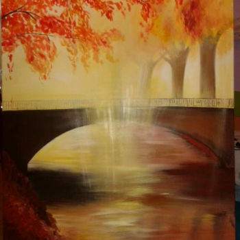 Painting titled "Autumn morning" by Kristýn Roubalová, Original Artwork, Acrylic