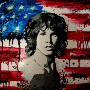 Painting titled "Jim Morrison" by Krisztina Papp, Original Artwork, Oil