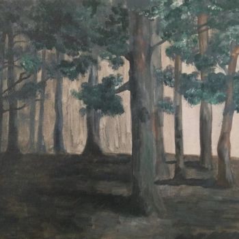 Painting titled "Dark Forest" by Anna Kritikou, Original Artwork, Acrylic