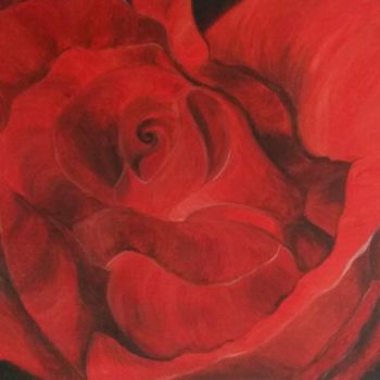 Painting titled "Red Rose" by Anna Kritikou, Original Artwork, Acrylic