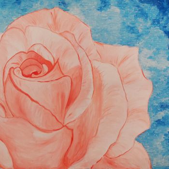 Painting titled "Pink Rose" by Anna Kritikou, Original Artwork, Acrylic