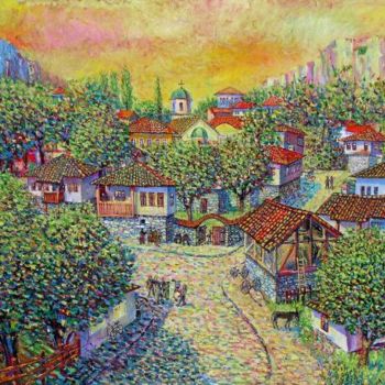 Malerei mit dem Titel "Village" von Krassimir Mirchev, Original-Kunstwerk