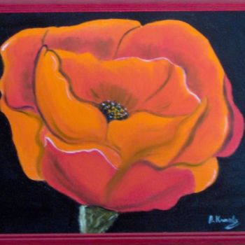Painting titled "PETIT COQUELICOT" by Annick Krneta, Original Artwork, Oil