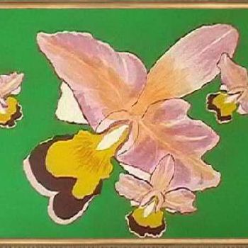 Painting titled "ORCHIDEES" by Annick Krneta, Original Artwork