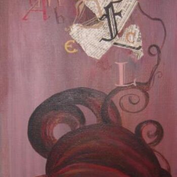 Pintura intitulada "lea femme et ses pe…" por Krobulle, Obras de arte originais