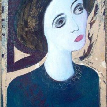 Ζωγραφική με τίτλο "Femme à l'écrit" από Agnan Kroichvili, Αυθεντικά έργα τέχνης, Λάδι