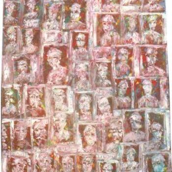 Peinture intitulée "Série têtes XVII" par Agnan Kroichvili, Œuvre d'art originale, Huile