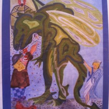 Peinture intitulée "Le dragon" par Couettecouette, Œuvre d'art originale