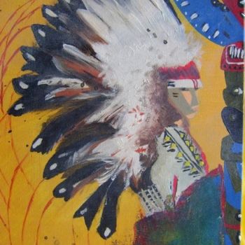 Peinture intitulée "L'indien" par Caroline Cabanis, Œuvre d'art originale
