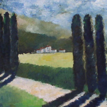 Painting titled "CHEMIN A LA COMPAGNE" by Kromka, Original Artwork