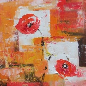 Painting titled "coquelicots 2" by Kromka, Original Artwork