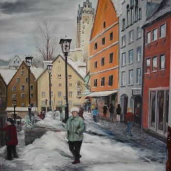 Painting titled "Winter in Füssen, B…" by Mizsei F Krug, Original Artwork