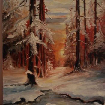 Painting titled "Sunset in the Pine…" by Mizsei F Krug, Original Artwork
