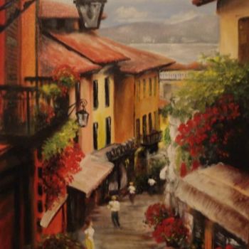 Painting titled "Bellagio at Lake Co…" by Mizsei F Krug, Original Artwork