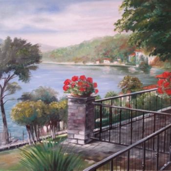 Painting titled "Lake Garda Villa Be…" by Mizsei F Krug, Original Artwork
